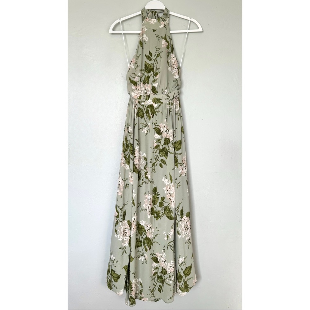 Reformation Green Floral Backless Dress